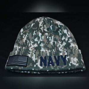 Official Licensed U.S. Navy Digital Camo Beanie Embroidered & Has A Flag Patch.